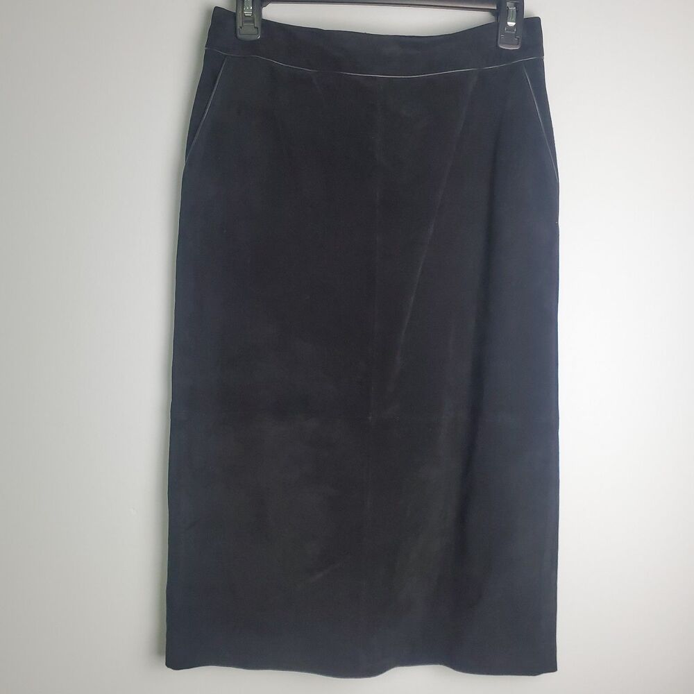 Vintage 2000s Loft Black Suede Mini Skirt Size 4 Petite